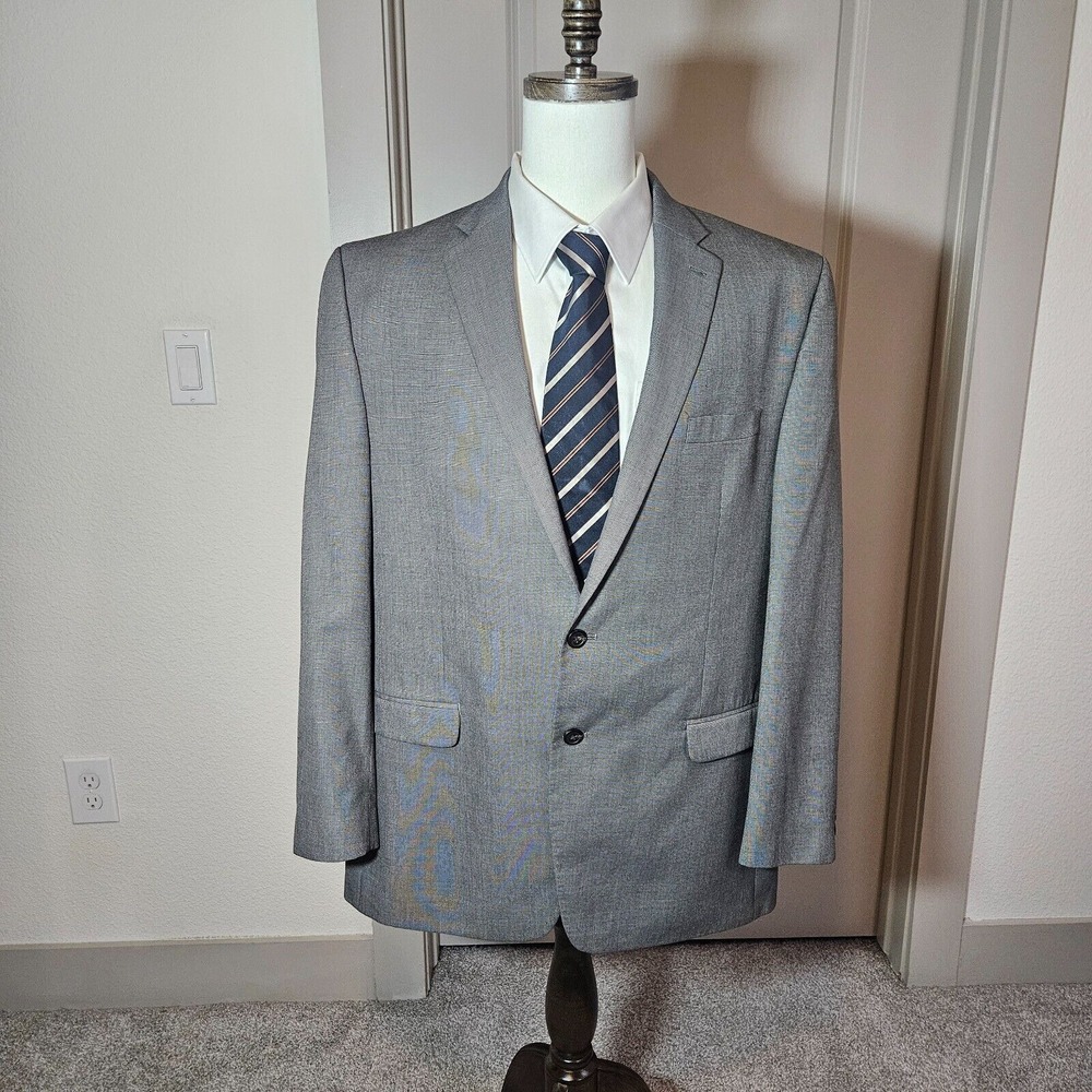 Chaps Suit Blazer‎ Sport Coat Men 48L 2-Button Textured Gray
